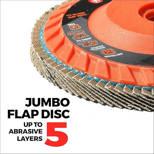 Jumbo Zirconia Flap Discs 4 1/2 for Angle Grinder, 60 Grit Type 27 High Density Trimmable 5/8"-11 inch Grinding Wheels for Grinding, Rust Removal, Sanding and Finishing - 10 Pack