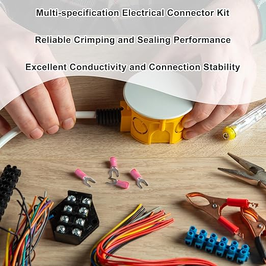 Heat Shrink Wire Connectors, 550 Pcs Electrical Connectors Kit with Red Copper, Sufficient Adhesive, Fully Closed Seam for Excellent Conductivity and Stability, 3 Colors