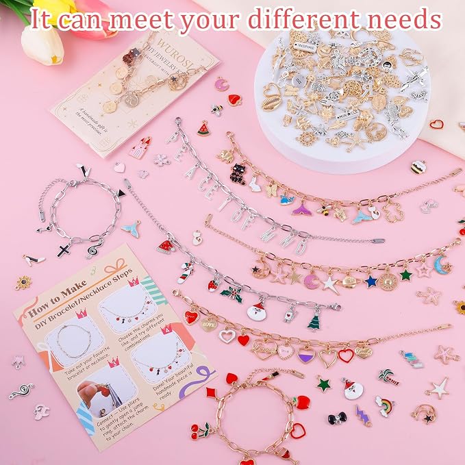 Wurosi 769 Pieces Paperclip Charm Bracelet Kit, Including Paperclip Chain - Image 6