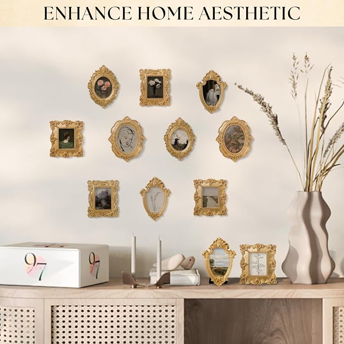 97 Decor Mini Gold Picture Frames, oval and rectangle shapes, - Image 5