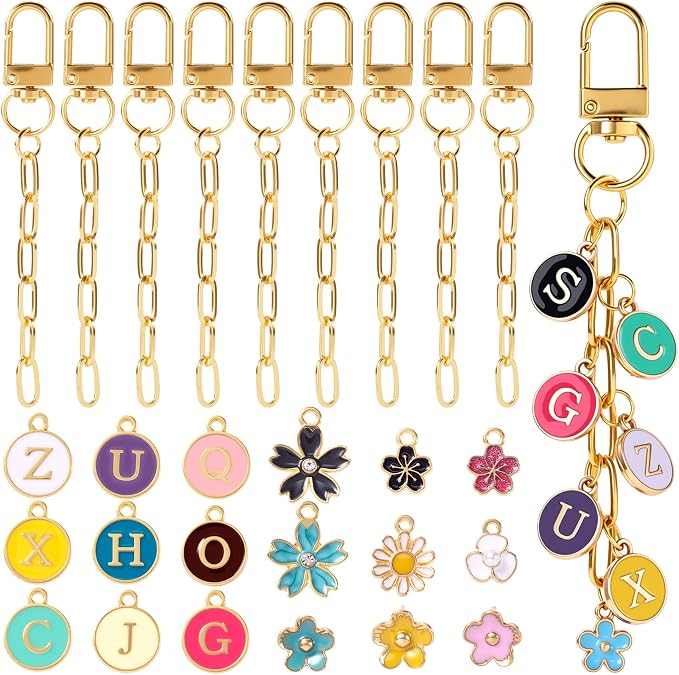 Hzopcw 56pcs Multicolor Keychain Making Kit, Swivel Snap Hook Chains by Unknown
