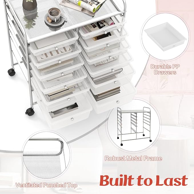 BECOMFORT 12-Drawer Rolling Cart - Image 6