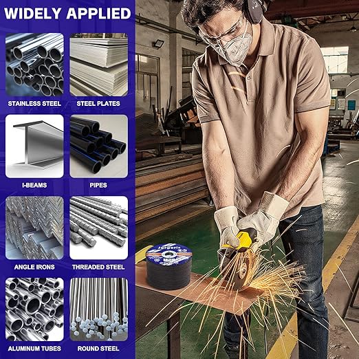 Cut Off Wheels 4-1/2", 100 Pack Angle Grinder Cutting Wheel, Metal Cutting Disc for Metal & Stainless Steel 045" Thick 7/8" Arbor - 100 Count