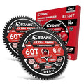 EZARC 6-1/2 Inch Circular Saw Blades 60T - Ultra Finish Wood Cutting Blade, Ultra-Thin 1.5mm Kerf, Non-Stick Coating, 2 Pack