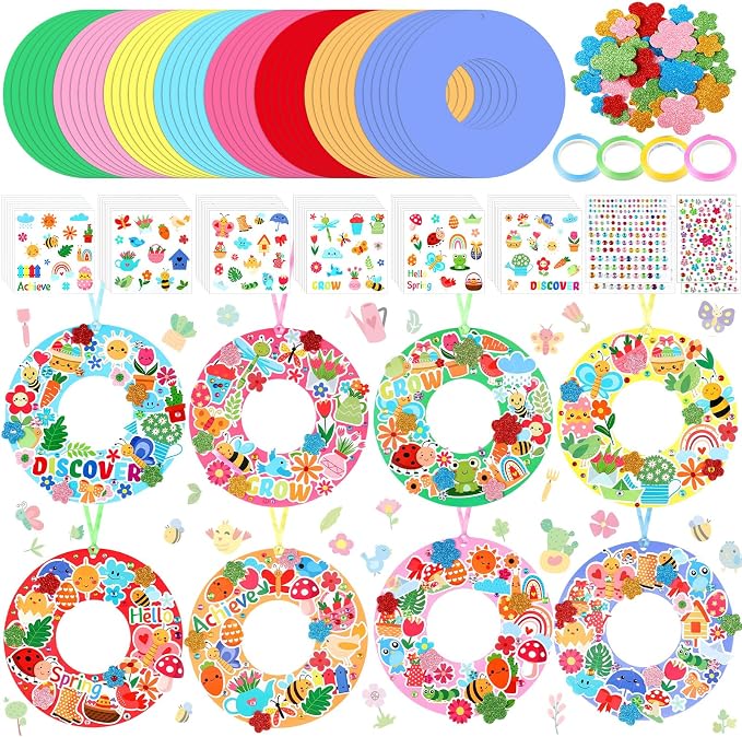 Hollowfly 48 Sets Spring Craft Kits Bulk DIY Spring Wreath Hanging Ornaments by Hollowfly