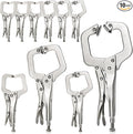 10 Pcs Locking C Clamp Set, Locking Pliers with Fixed and Swivel Pads, 6 Inch, 9 and 11 Inch, Metal Tools Welding Clamps for Home Farm