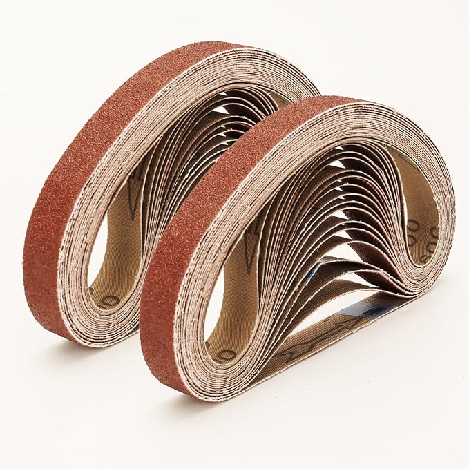 35 Pcs 3/4 x 20.5 Inch Premium Hard Cloth Aluminum Oxide Sanding Belts,7 Pcs Each of 60/100/240/400/600 Grits Sanding Belt for Detailing Bandfile Sander,520 x 20 mm Sanding Belts for Mini Belt Sander.