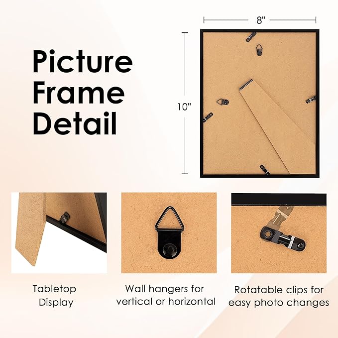 FIXSMITH 8x10 Picture Frame Set of 6, Display Pictures 5x7 - Image 4