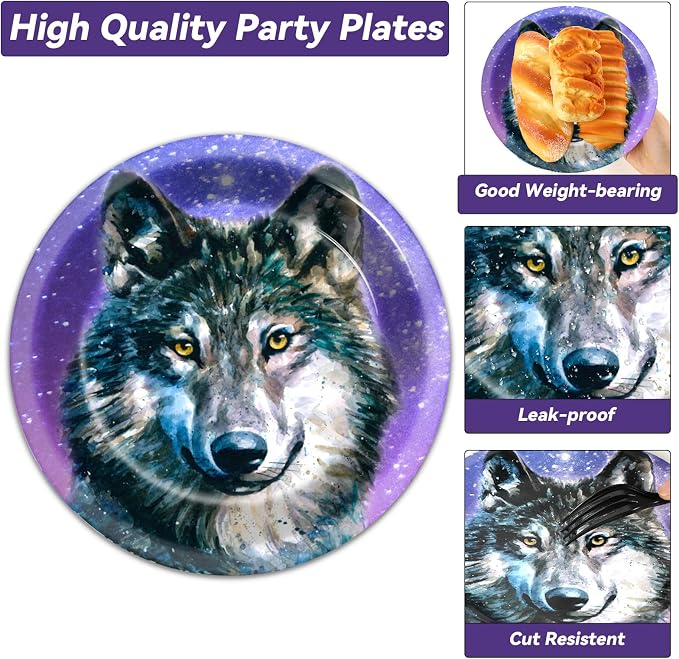 50 Guests Wolf Plates and Napkins Party Supplies Wolf Birthday Party - Image 4