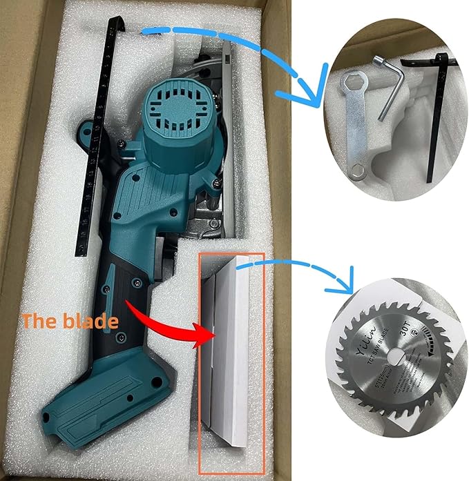 5 Inches Brushless Cordless Circular Saw, 6500 RPM,Compatible with Makita 18V Battery (Tool Only), 20mm Arbor with Blade & Scale Ruler,Compact Design