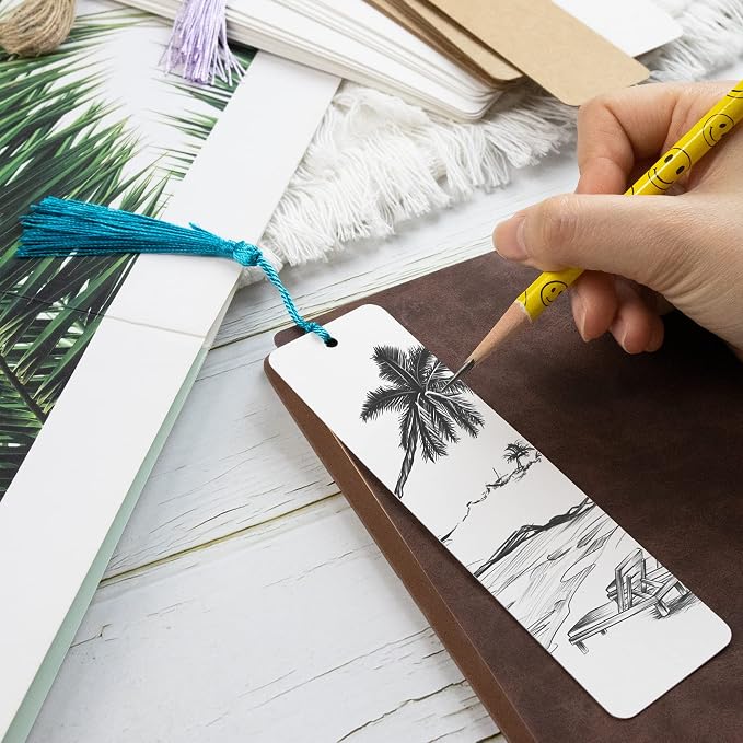 SWATOM 201 PCS Paper Blank Bookmarks to Decorate 100 Sets Cardstock DIY - Image 4