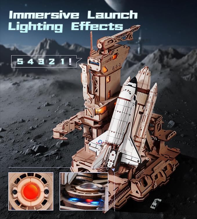 ROKR 3D Wooden Puzzles Space Shuttle-Dynamic Launch Base - Image 2