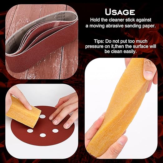 Sanding Belt & Disc Cleaner Stick 1-1/2"x1-1/2 x7-7/8 - Natural Rubber Abrasive Reviver for Woodworking Sanders, Restores Grit & Extends Belt Life