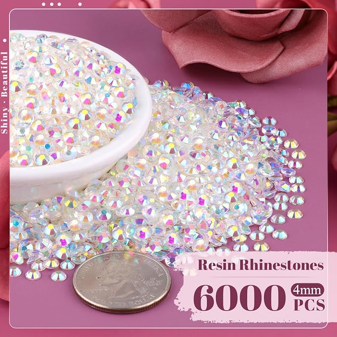 6000PCS 4mm Resin Jelly Rhinestones in Bulk, Bedazzling Flatback Crystals - Image 2