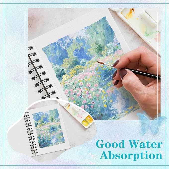 3 Pack 90 Sheet Watercolor Paper Pad 5.5“ x 8.5”, 140lb/300 GSM Cotton Cold - Image 6