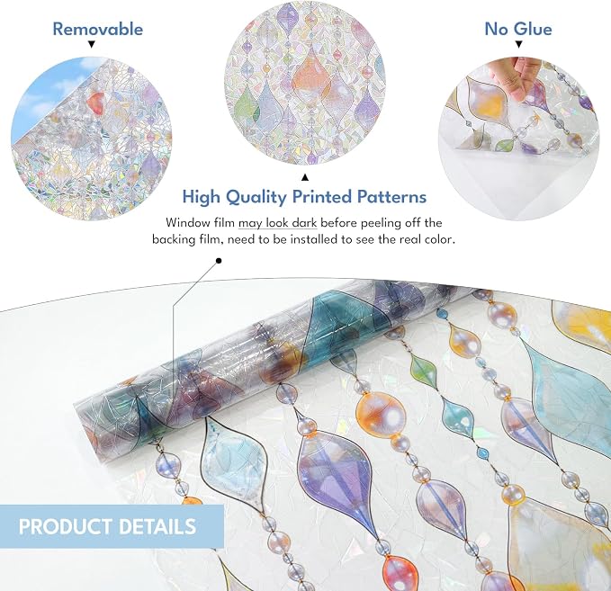 ADD.HERES Window Privacy Film, Stained Glass Decorative Static Cling, Removable - Image 6