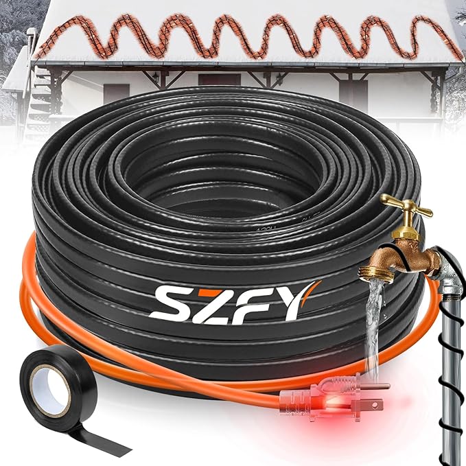 3FT Heat Tape for Water Pipes, -40°F Deicing Cable,Pipe Heating Cables for Roof,Gutter，Farm，Freeze Protetion Heat Trace Cable, Heated Water Hose,Plumbing Fixtures,120V 5W/FT