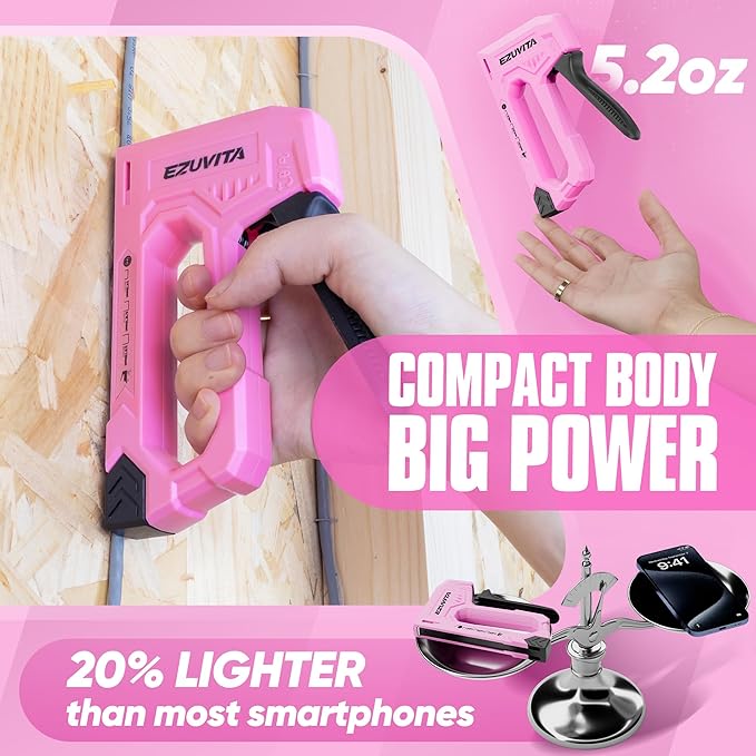Light Duty Staple Gun for Wood, Pink Upholstery Staple Gun Kit with 2000pcs JT21 Staples 1/4, 5/16, 3/8 inch and Staple Remover, Stapler Gun for Crafts, DIY, Classroom, Decoration