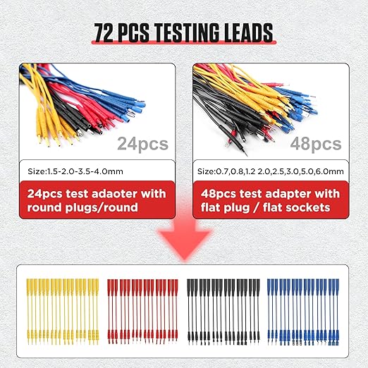 BELEY 104PCS Automotive Test Lead Kit Electrical Breakout Multimeter Test Leads Kit with Multimeter Leads, Alligator Clips, Pin Probes, Banana Plugs