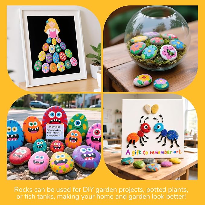 Simetufy 15pcs Rocks for Painting, Flat & Smooth River Rocks for Arts & DIY - Image 7