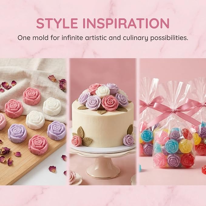 3 Pack Rose Silicone Mold Set, Reusable Flexible Flower Silicone Mold - Image 6