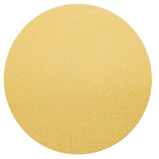 Benchmark Abrasives 5 Inch Sanding Discs Hook and Loop, Aluminum Oxide Stearated Gold No Holes Adhesive Sandpaper for Surface Blending, Automotive - Orbital Sander Sandpaper (50 Discs), 100 Grit