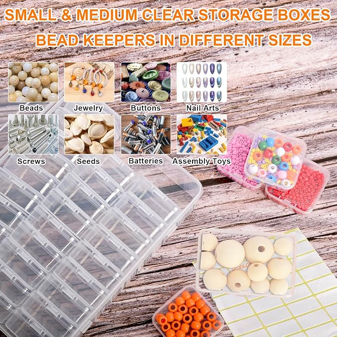 46Pcs Bead Organizer Set, Premium Small and Medium Clear Plastic Storage Boxes - Image 3