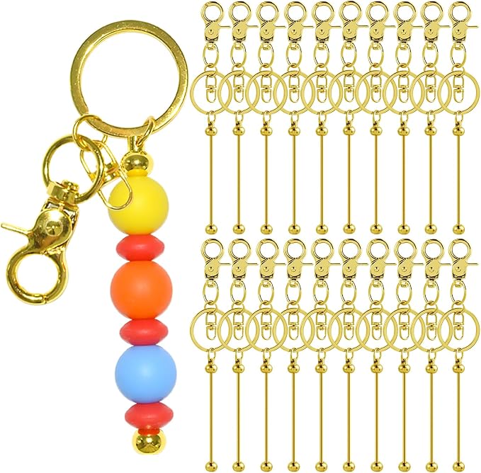 60 Pcs Beadable Keychains Bulk Kit – DIY Keychain Making Supplies by DNLEGULI