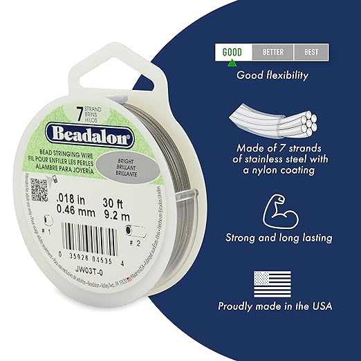 Beadalon 7 Strand Stainless Steel Bead Stringing Wire, 0.015 in / 0.38 mm - Image 2