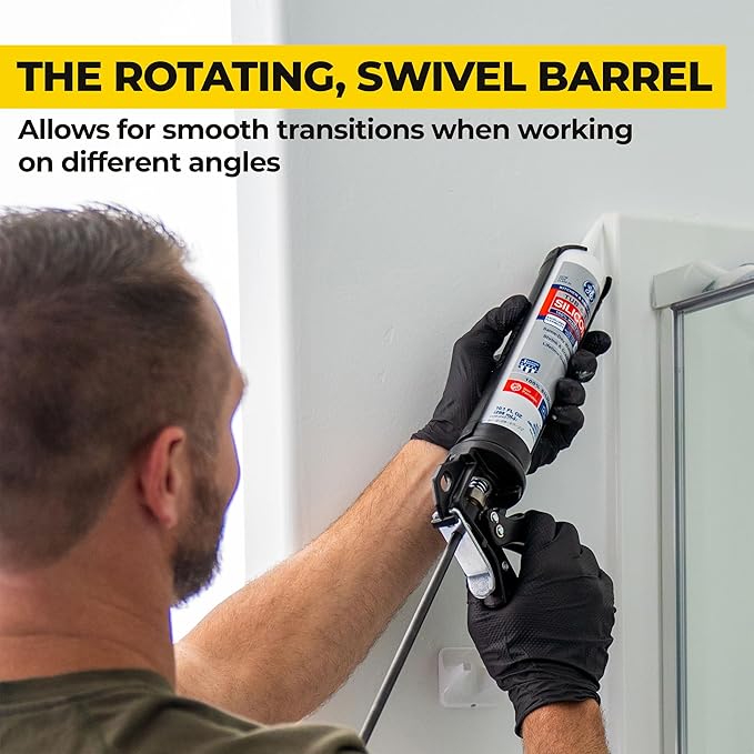 AWF PRO Heavy Duty Caulk Gun, 18:1 Thrust Ratio, Steel Frame Construction, Rotating Barrel, Ladder Hook, Puncture Tool & Dripless Pressure Release Tab (Pack of 6, 10 oz Caulking Gun)