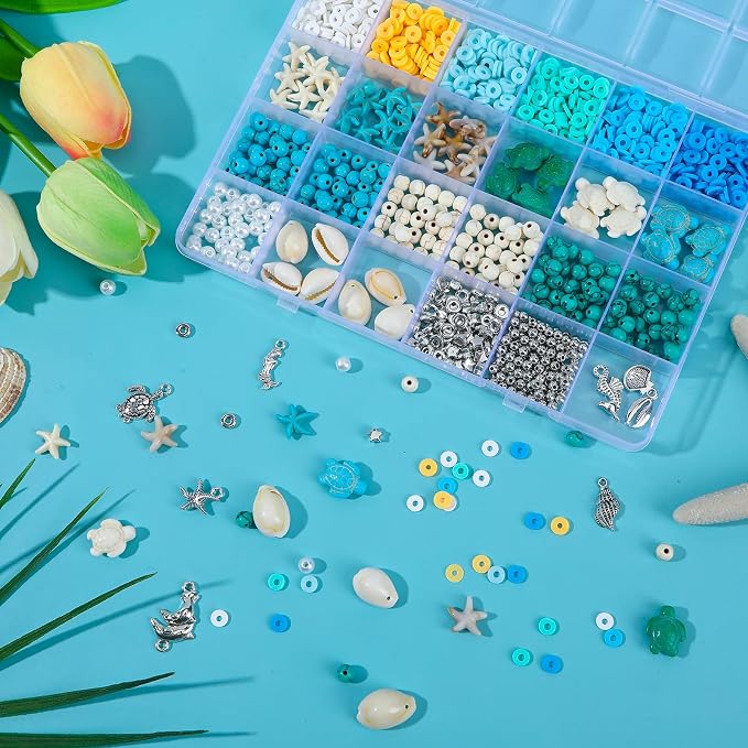 UPINS 2100Pcs Ocean Beads Bracelet Making Kit, Summer Beach Beads - Image 2