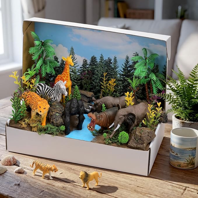 48 Pcs Jungle Diorama Kit Habitat Project Box Set Jungles Diorama Supplies - Image 5