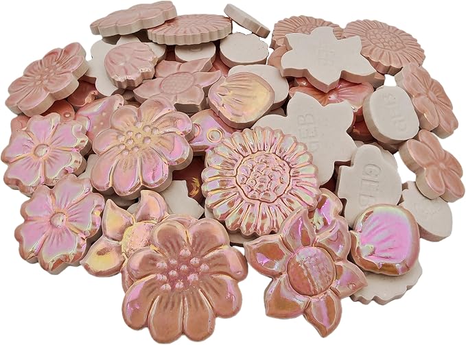 500g/1.1lb Ceramic Mosaic Tiles Mixed Shapes of Flowers, Mushrooms - Image 9