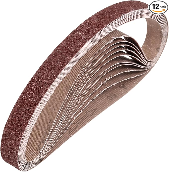 HARFINGTON 1 x 30 Inch Sanding Belts, 12 Pcs 60 Grits Aluminum Oxide Abrasive Belt Sander File Belt for Woodworking, Metal Polishing, Knife Sharpener