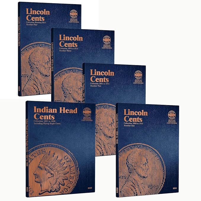 Whitman US Flying Eagle, Indian and Lincoln Cent Coin Folder Five Volume Set by Unknown
