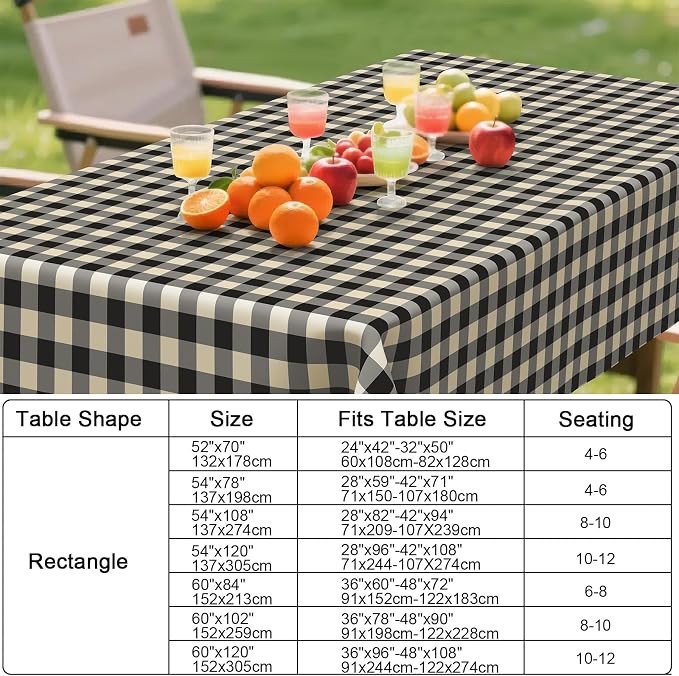 Smiry Rectangle Table Cloth, Waterproof Vinyl Tablecloth - Image 7