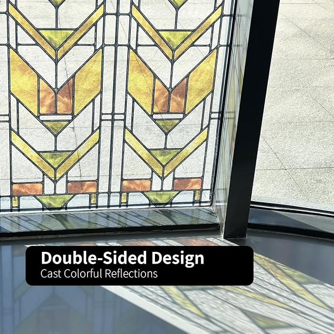 Faux Stained Glass Effect Transparent Window Film, Original Hand Drawn Static - Image 2