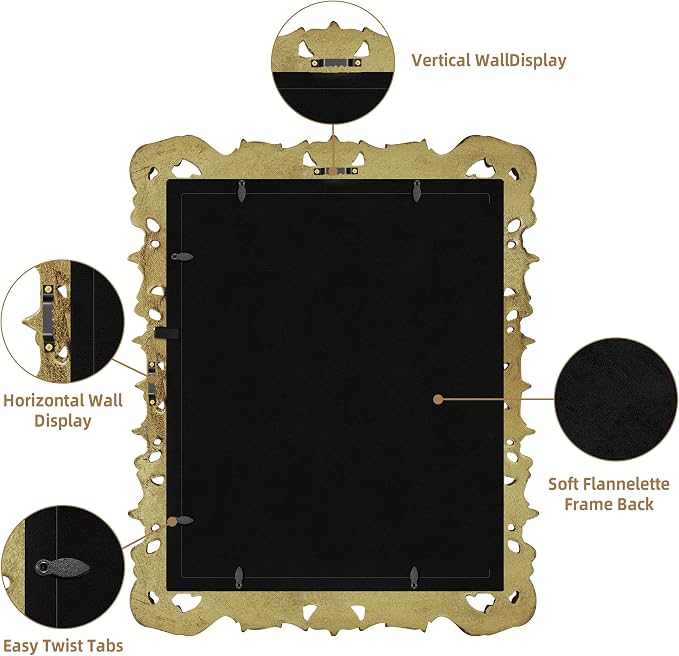 Gold 11x14 Picture Frame Vintage Picture Frames Ornate Baroque | Real Glass - Image 6