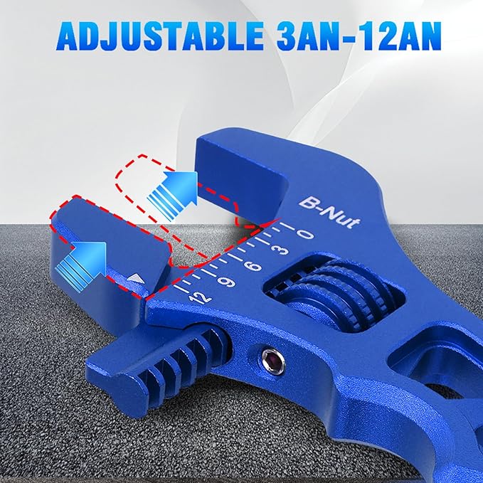 AN Hose Fitting Adjustable Wrench 3AN-12AN Lightweight Aluminum (Blue)