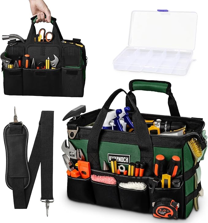 Tool Bag 16Inch Heavy Duty 16-Pocket Tool Box Organizer Storage Portable Toolbox Organization with Soft Handle Carrying Garden Toolbag for Father's Day Dad Men Mechanic Small Storage Box