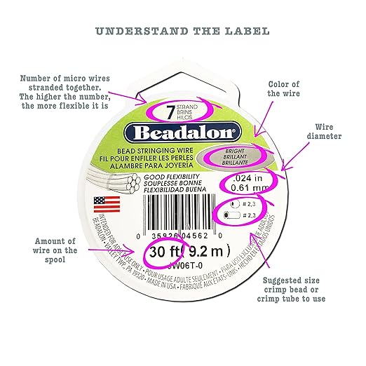 Beadalon 7 Strand Stainless Steel Bead Stringing Wire, 0.015 in / 0.38 mm - Image 3