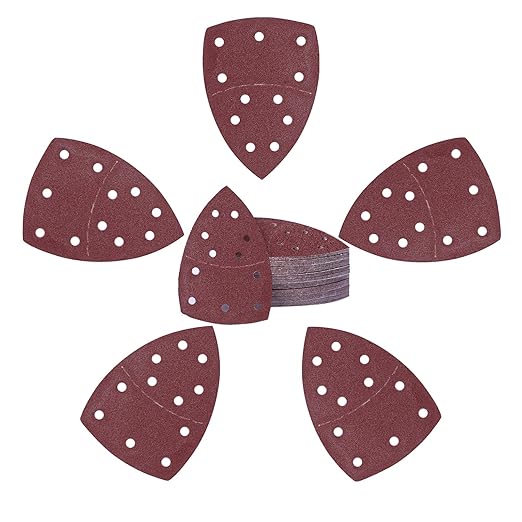 50PCS Mouse Detail Sander Sandpaper 11 Holes 100 Grit Hook and Loop Mouse Sanding Sheets for Mouse Sanders Abrasive Pads for Precision Sanding