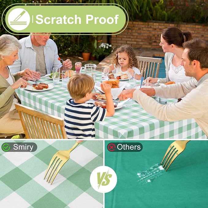 Smiry Rectangle Table Cloth, Waterproof Vinyl Tablecloths - Image 5