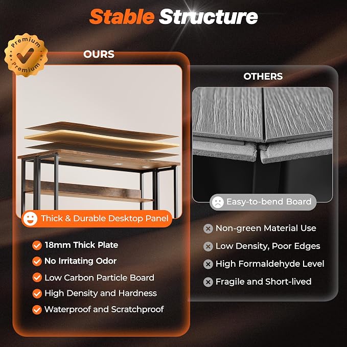Huuger Folding Desk with Storage Shelf, 47.2 Inch Foldable Computer Table - Image 9