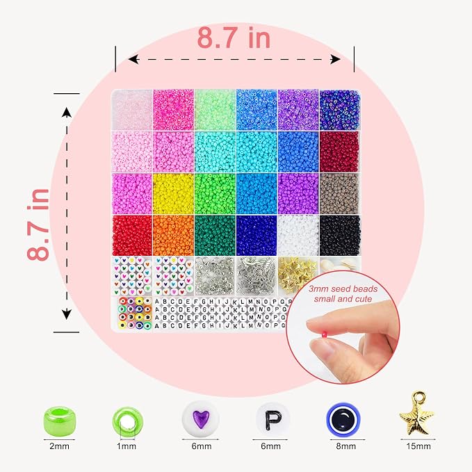 Redtwo 8000pcs 3mm Glass Seed Beads - Image 6