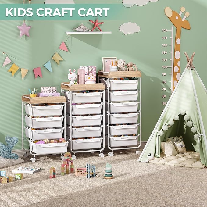 Utility Cart with Drawers, Craft Cart with 5 Drawers, Art Supply Organizer - Image 6