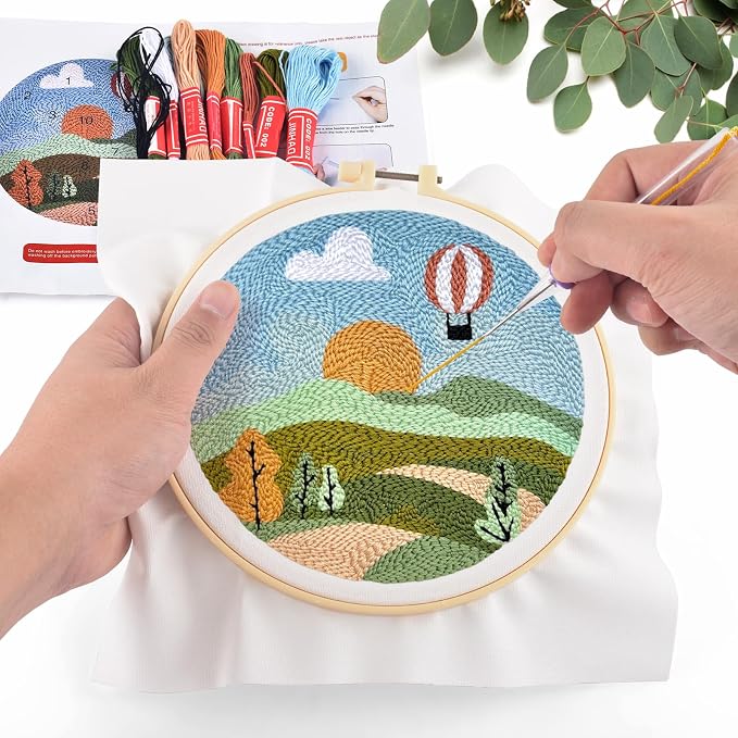 ERKOON Punch Needle Kit Adults Beginners, DIY Easy Landscapes Embroidery Set - Image 5