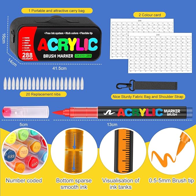 288 Colors Acrylic Paint Markers - Image 6