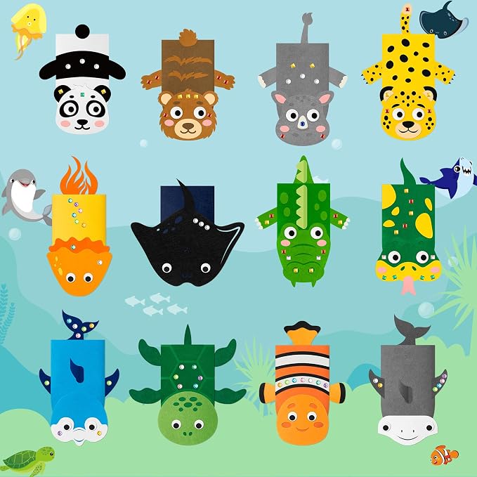 WATINC 12Pcs Hand Puppet Making Kit, Art Craft Felt Sock Puppet Toys, Creative - Image 4