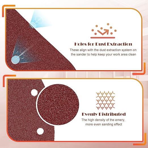 60 Grit Mouse Sander Sandpaper, Jamiikury 5 Hole Detail Sander Sandpaper Palm Sander Paper Mouse Sanding Pads Hook and Loop Sanding Sheets - Pack of 50